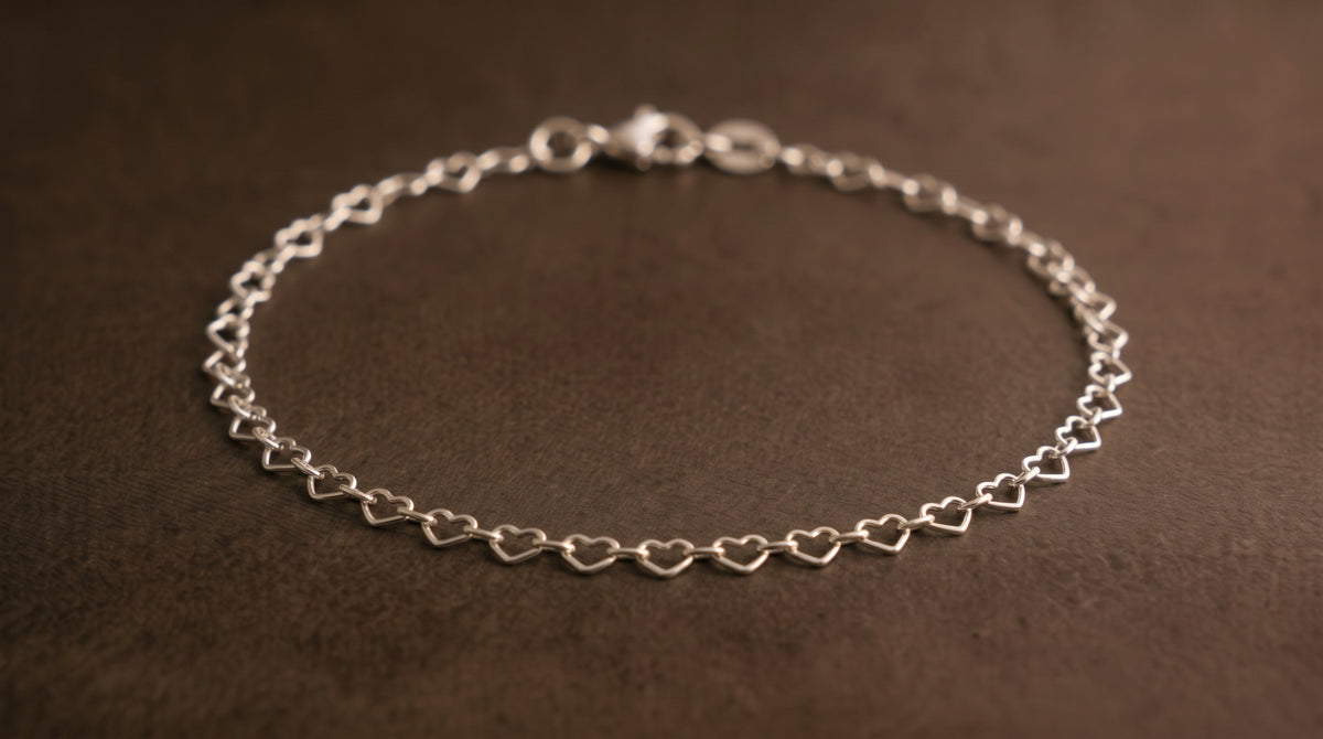 Heart Link Bracelet - 925 Sterling Silver