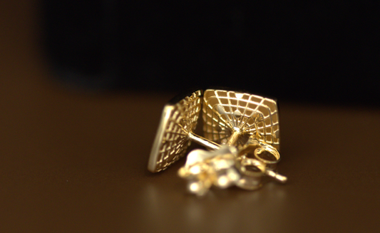 Square Button Stud Earrings