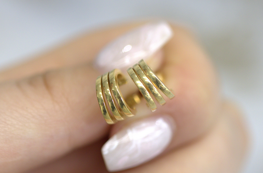 Triple Hoop Stud Earrings