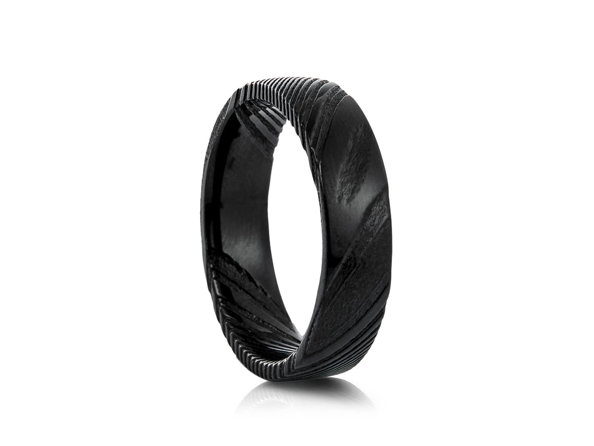 Black Plated Damascus Ring