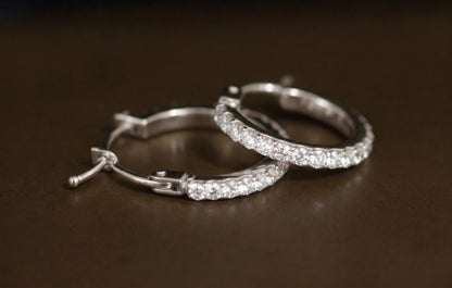 Gold Hoop Earrings with White Swarosky Crystals