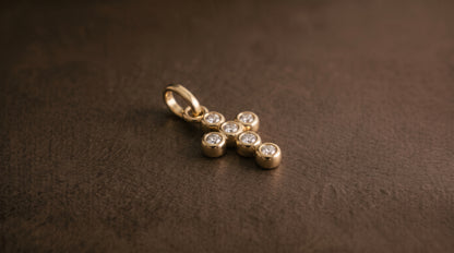 Cross set with CZ Crystals - 9ct Yellow Gold