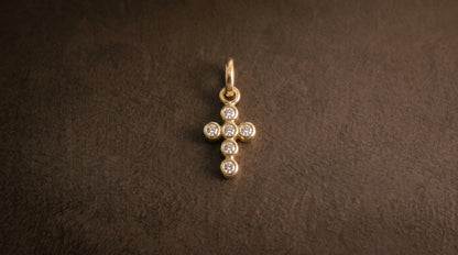 Cross set with CZ Crystals - 9ct Yellow Gold