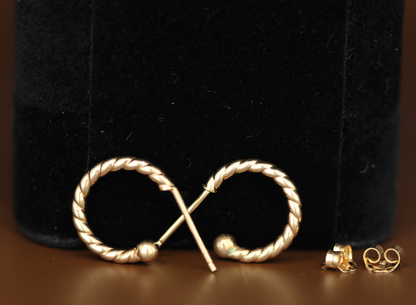 Open Twisted Hoop Earrings with Pin and Butterfly