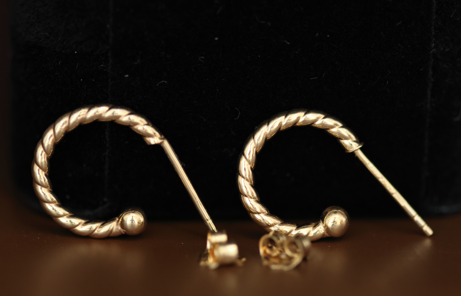 Open Twisted Hoop Earrings with Pin and Butterfly