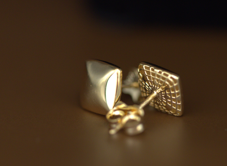 Square Button Stud Earrings