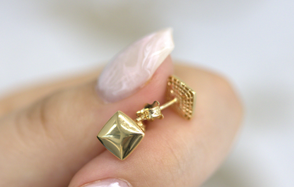 Square Button Stud Earrings