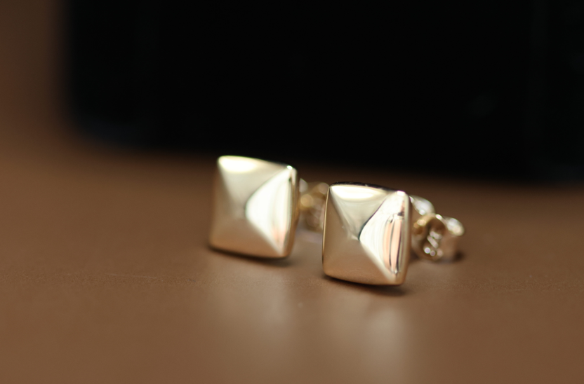 Square Button Stud Earrings