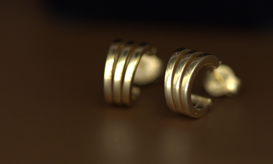 Triple Hoop Stud Earrings