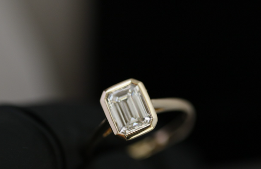 Emerald-Cut Bezel-Set Solitaire Ring