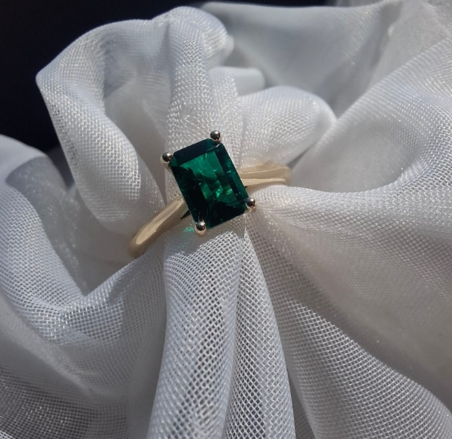 Emerald Solitaire Engagement Ring
