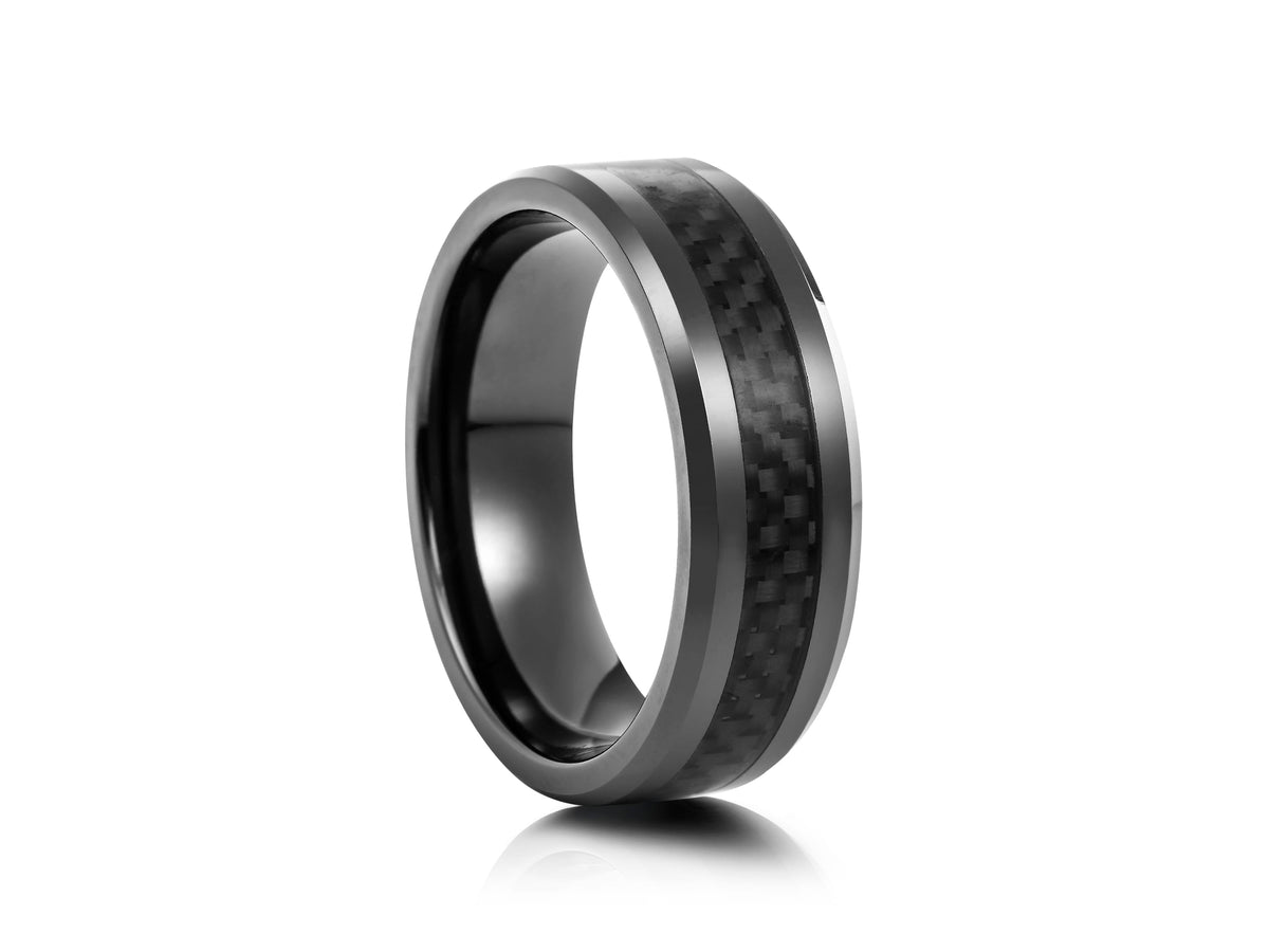 Black Carbon Fiber Inlay Band