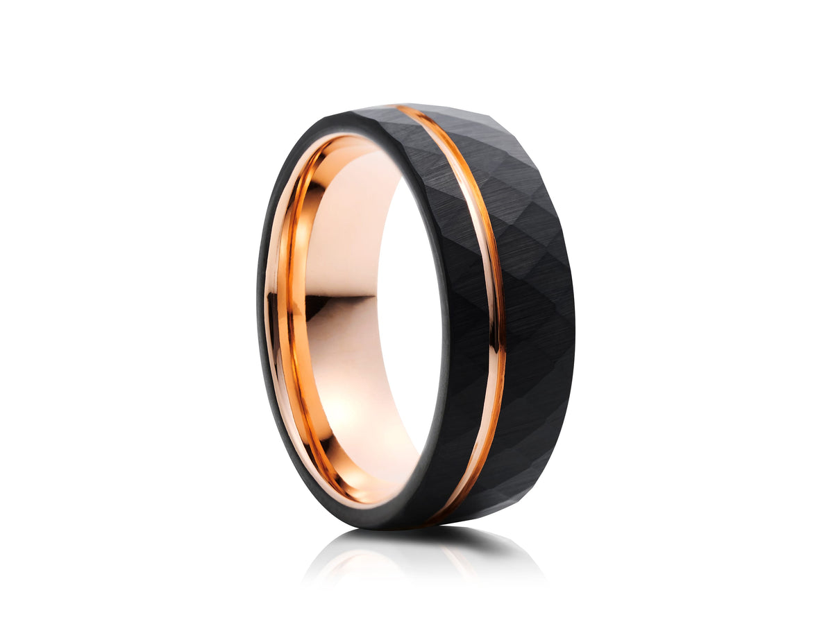 Faceted Rose Gold & Black Band