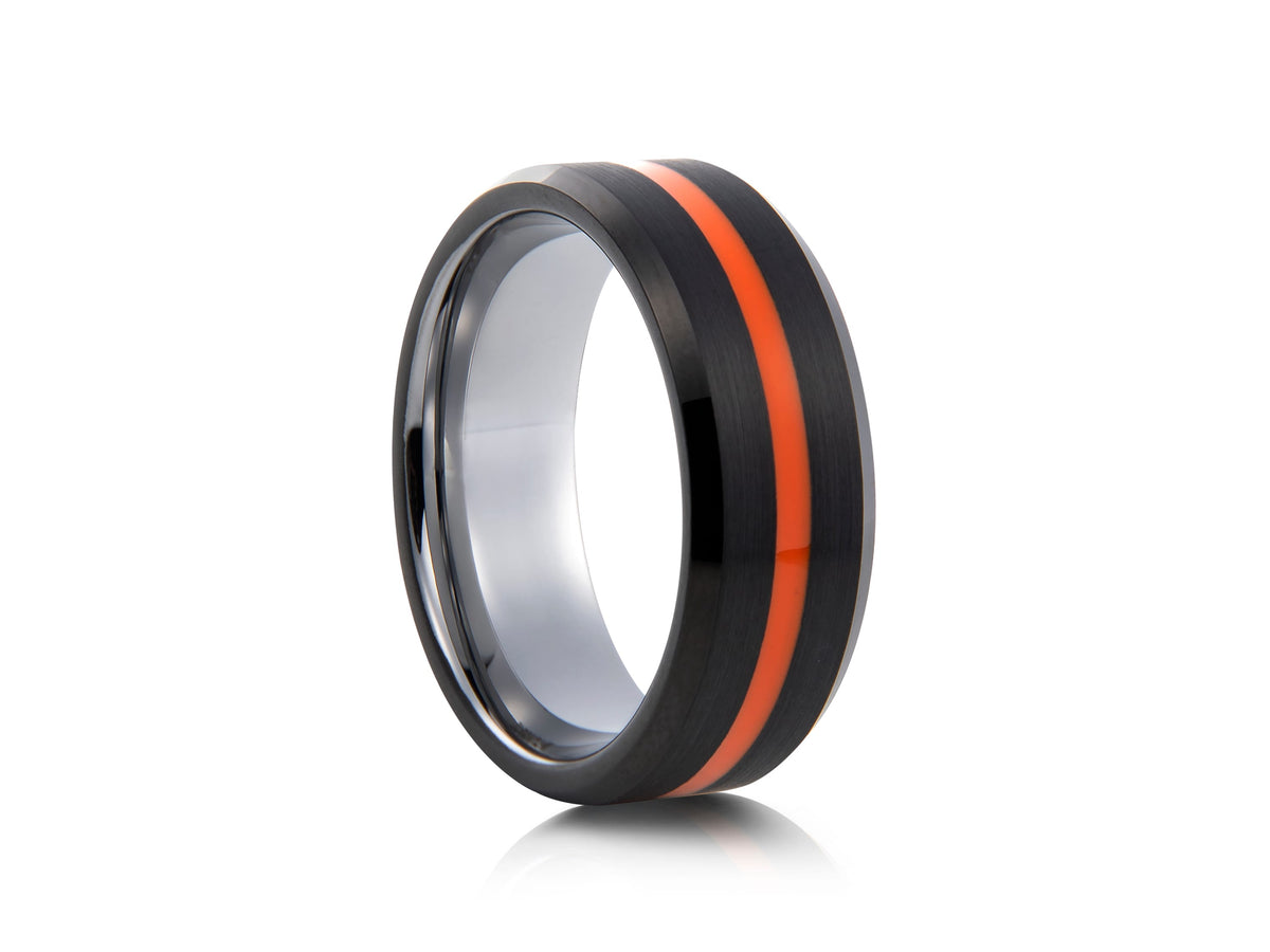 Brushed Black Band with Orange Inlay