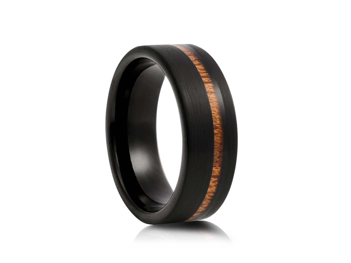 Matte Black Wood Inlay Band