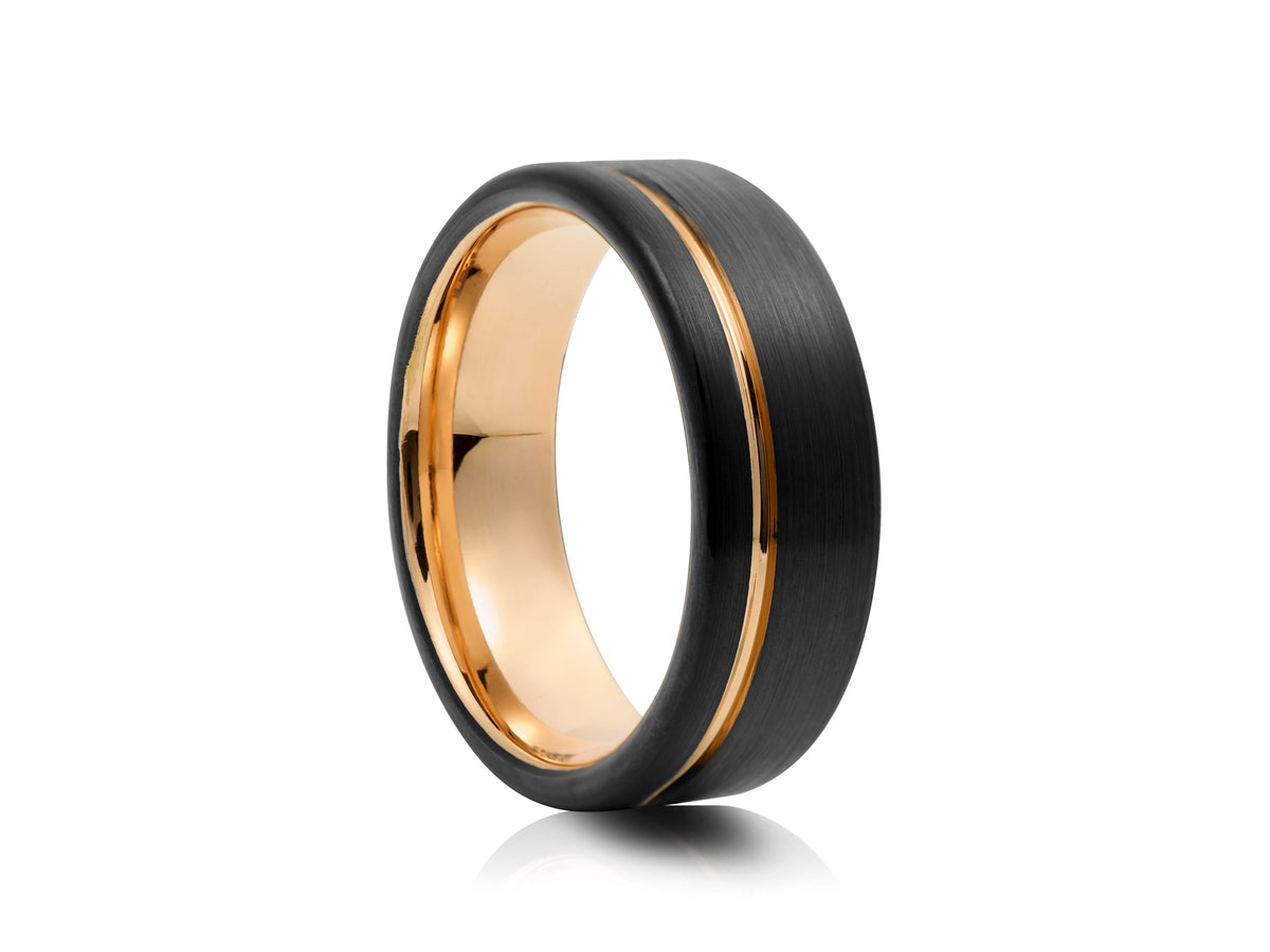 Brushed Black & Rose Gold Inlay Band